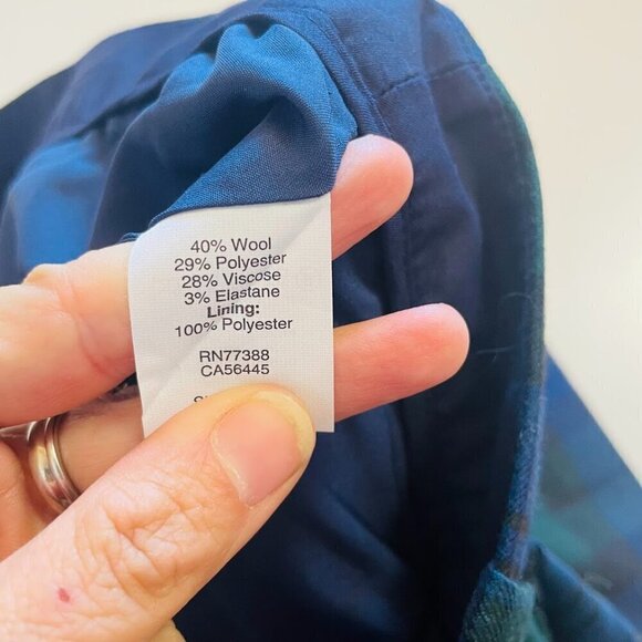 NWT J. Crew Wool Tartan Trouser Pant Plaid City Skimmer Blue Green Holiday Winte - Picture 9 of 9